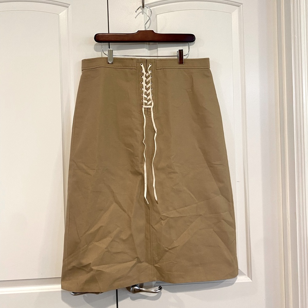 J. Crew Tie Khaki Lace-up Pencil Skirt